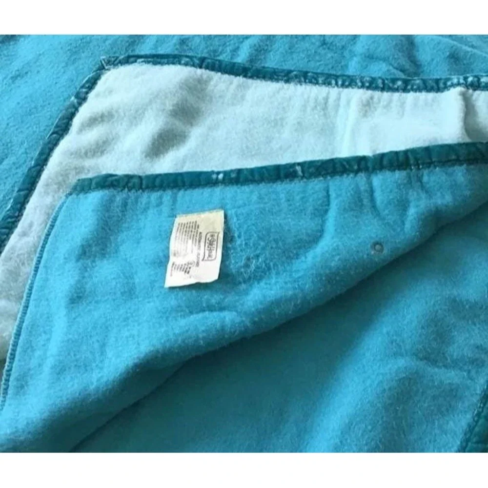 Style Home Automatic Electric Blanket Teal Velvet Trim 79 x 88 Full Queen Vtg